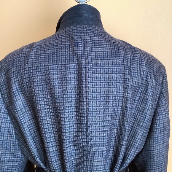VINTAGE Blue Wool Menswear Oversized Houndstooth Blazer - Picture 16 of 16